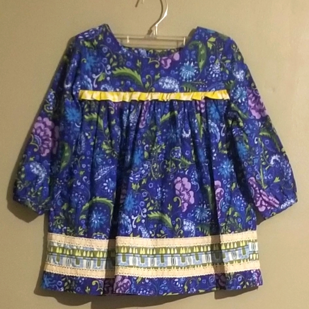POPPY Whitaker Blue Floral Preppy Ruffle Short Dress, Size 6